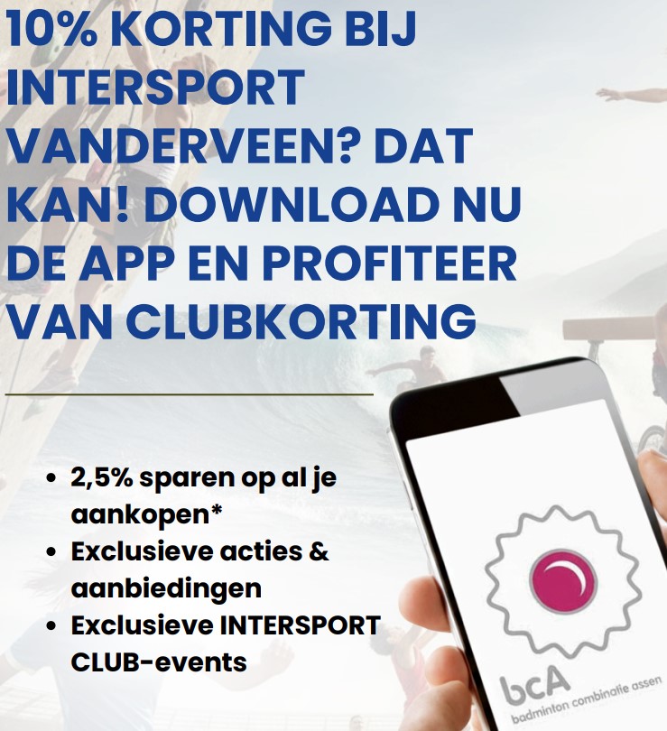 10% korting bij Intersport Vanderveen voor bcA leden